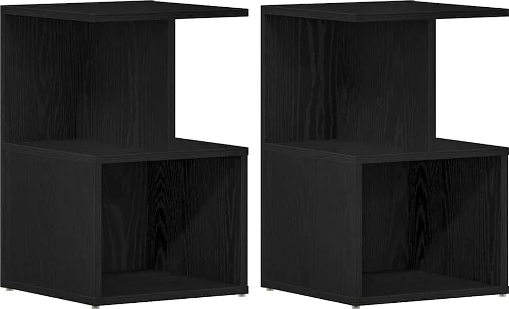 vidaXL Éjjeliszekrény 2 pcs Fekete tölgy 35 x 35 x 55 cm Faanyag