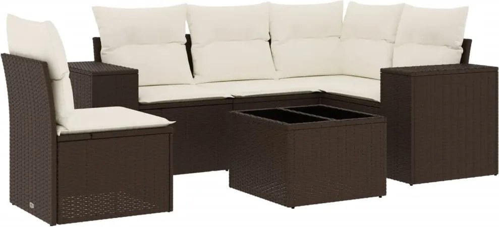 vidaXL 6 részes barna polyrattan kerti ülőgarnitúra párnával