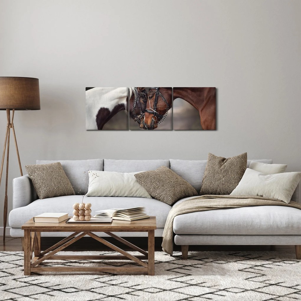 Kép - Szerelmes lovak (órával) (90x30 cm)