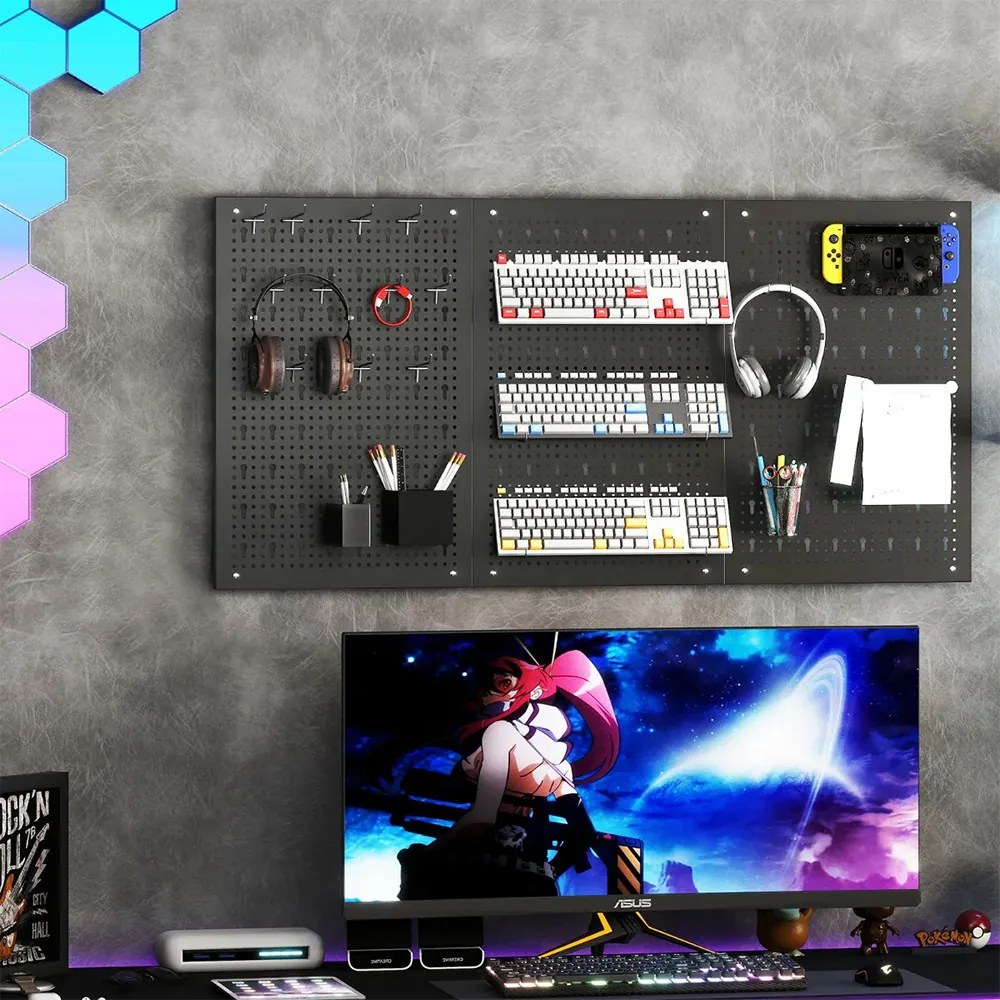 Fém szerszámtároló 9 rekesszel és akasztókkal