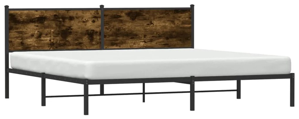 füstös tölgy színű fém ágykeret matrac nélkül 200 x 200 cm