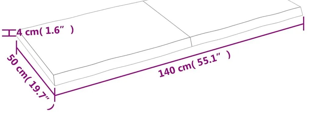 világosbarna kezelt tömör asztallap 140x50x(2-4) cm