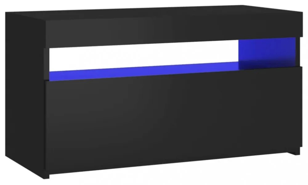 fekete TV-szekrény LED-világítással 75 x 35 x 40 cm
