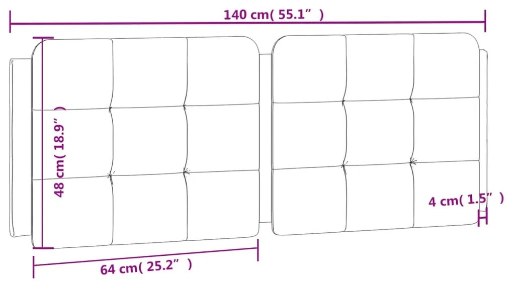 fehér és fekete műbőr fejtámla párna 140 cm