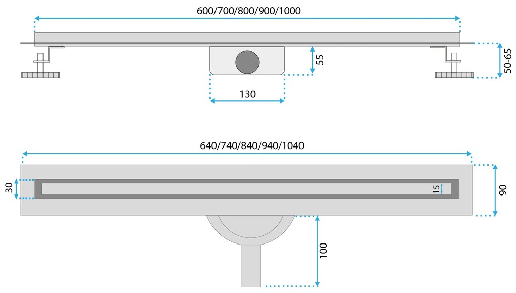 Rea Neox Slim Pro, zuhanylefolyó 100 cm, fekete matt, REA-G2712