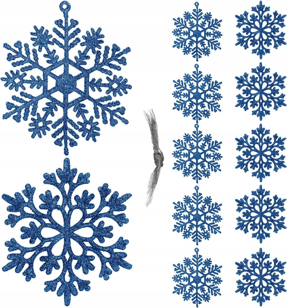 Karácsonyfa Medálok Csillagok Hópehely Csillámos Kék Karácsonyi Díszek