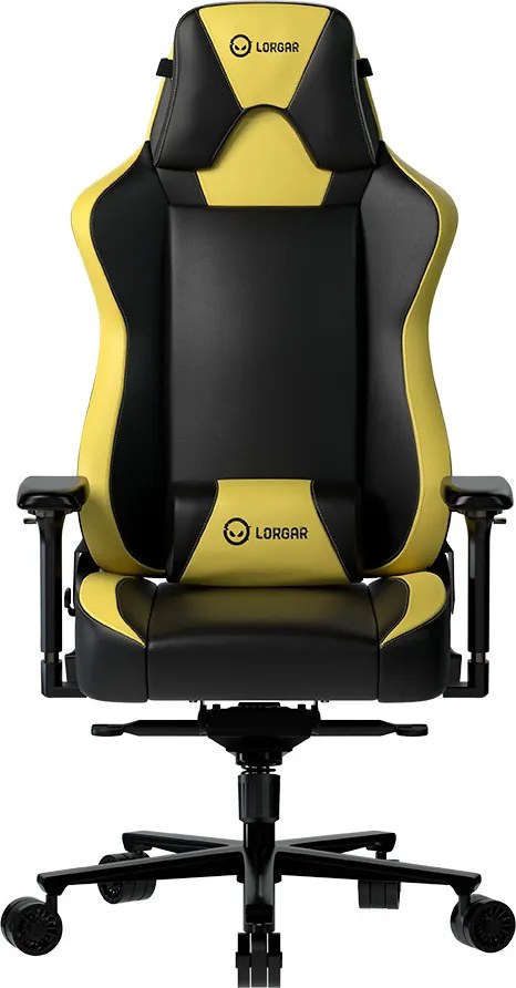 LORGAR Gamer szék, multiblokk mechanizmus, 4D karfák, 5 csillagos alumínium láb, gázlift, PU görgők, szövet műbőr, fekete-sárga