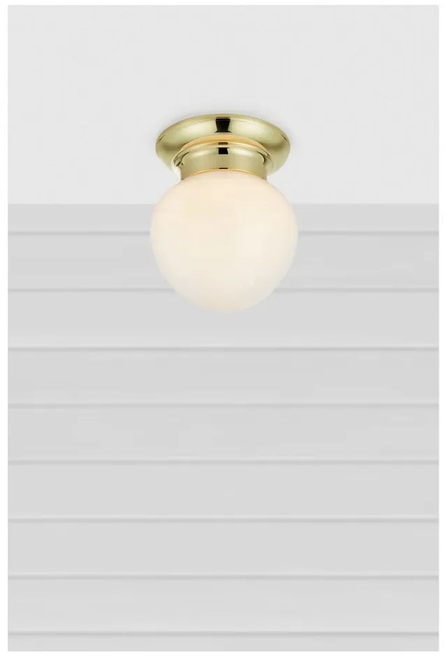 Fehér-sárgaréz színű mennyezeti lámpa üveg búrával Ronda – Markslöjd