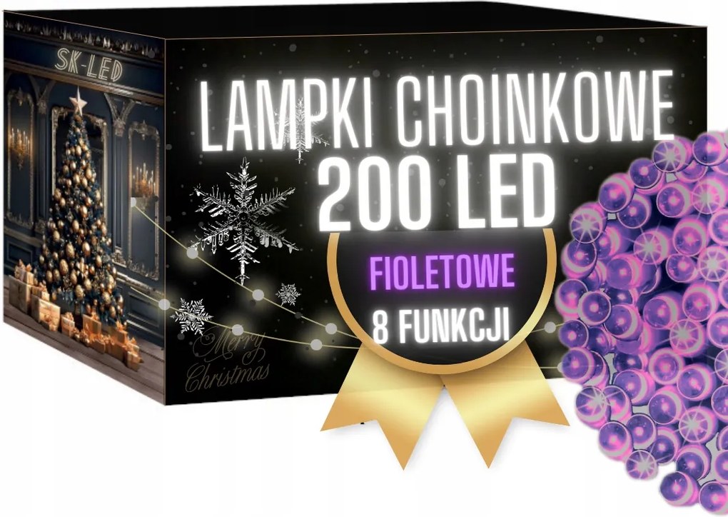 Karácsonyfa Fényfüzér 200 Led Lila 16M Kültéri Led Karácsonyfa Fényfüzér