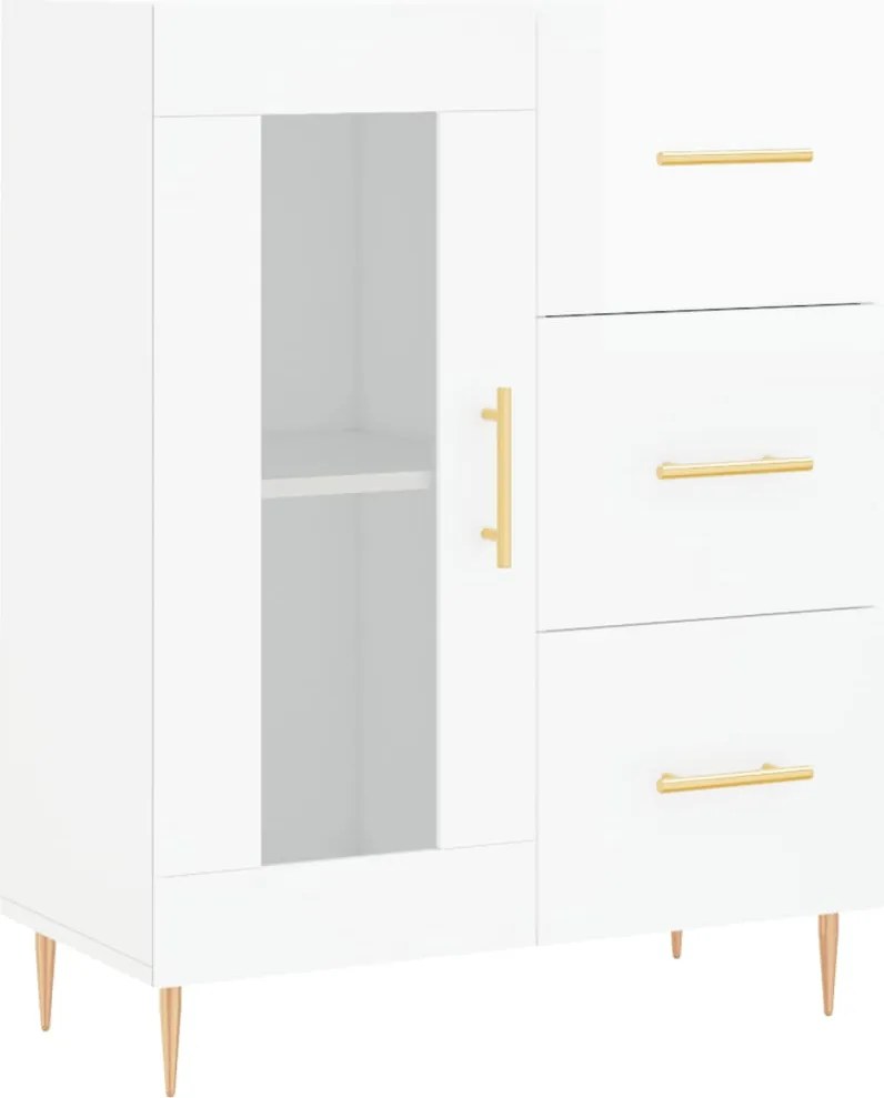 vidaXL magasfényű fehér szerelt fa tálalószekrény 69,5 x 34 x 90 cm