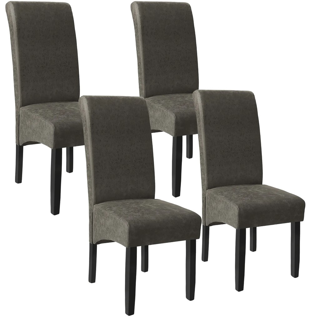 TecTake GmbH 403628 ergonomikus tömörfa étkezőszék - márványszürke, 4 darabos készlet