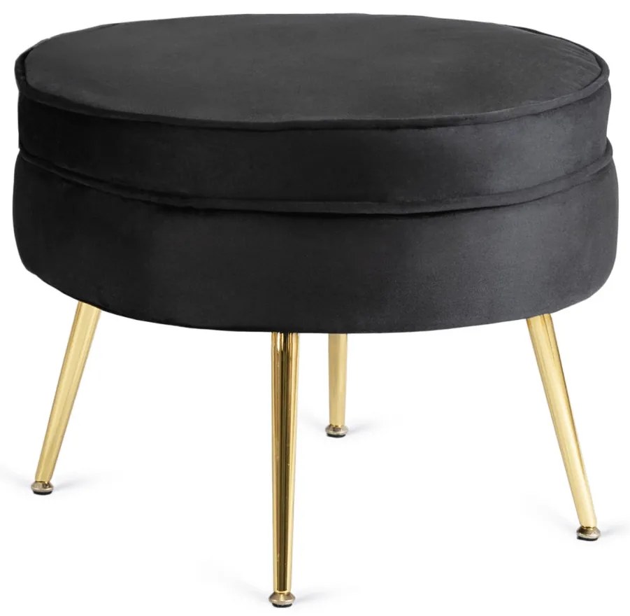 Elegáns Fotel Lábtartóval Fekete Bársony Kárpittal. GRAND