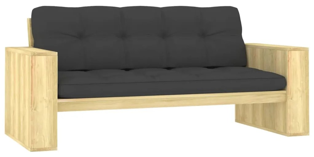 vidaXL impregnált fenyőfa kerti pad antracitszürke párnákkal 179 cm