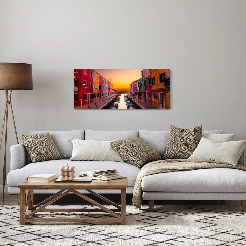 Kép - Naplemente, Burano sziget, Velence, Olaszország (120x50 cm)