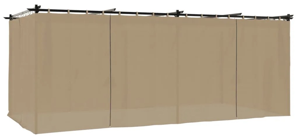 tópszínű acél pavilon függönyökkel 6 x 3 m