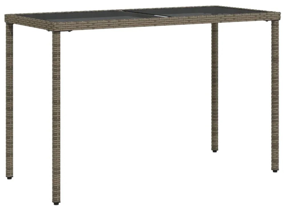 szürke polyrattan üveglapos kerti asztal 115x54x74 cm