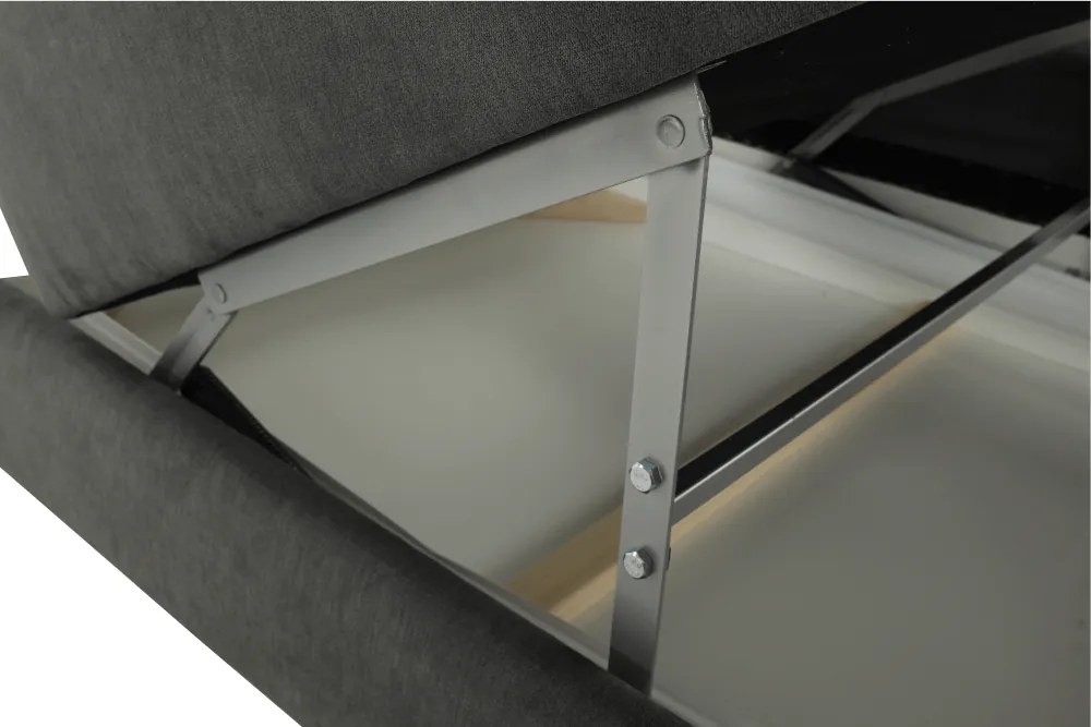 Ülőgarnitúra tárolóhellyel, szürke, szövet, balos, BUTON R