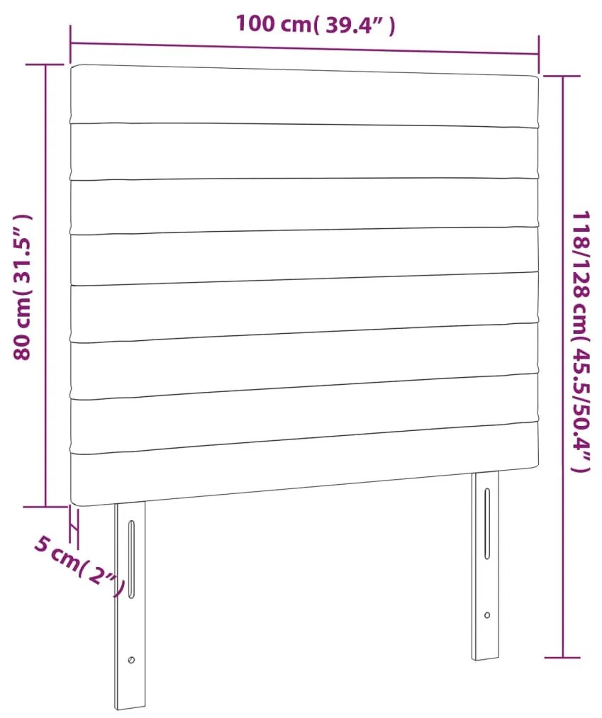 fekete szövet LED-es fejtámla 100x5x118/128 cm