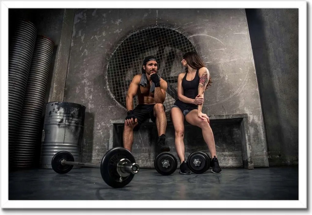 Poszterek keretben 60x40 Szerelmes pár az edzőteremben