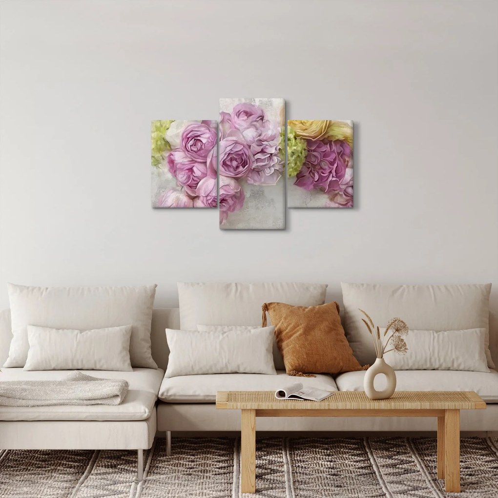 Kép - Virágok a falon pasztell színekben (90x60 cm)