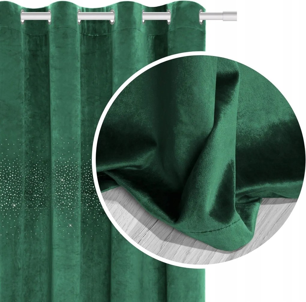 Velúr Függöny 140x250 Velvet Shiny, Sötét Zöld