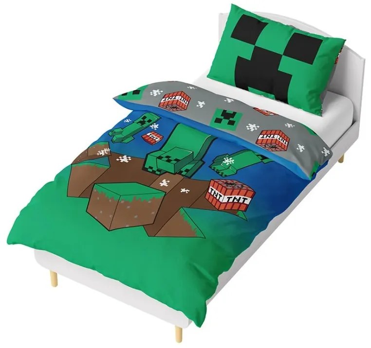 Minecraft Creeper Explode ágyneműhuzat 140×200cm, 80×80 cm
