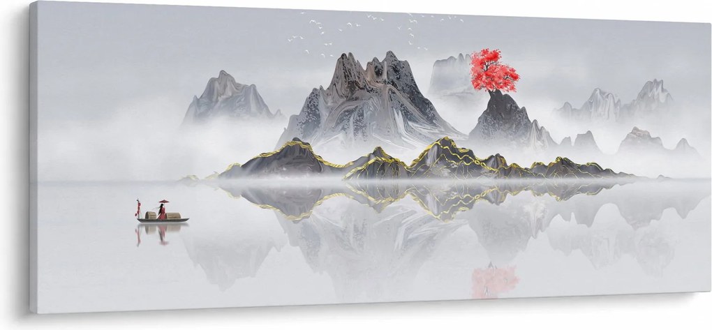 Kép - Hegyek a ködben (120x50 cm)