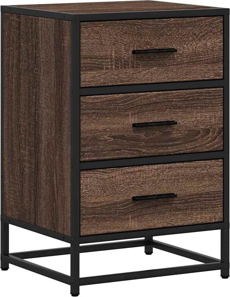 vidaXL éjjeliszekrény barna tölgy 40x34,5x60 cm műfából és fémből