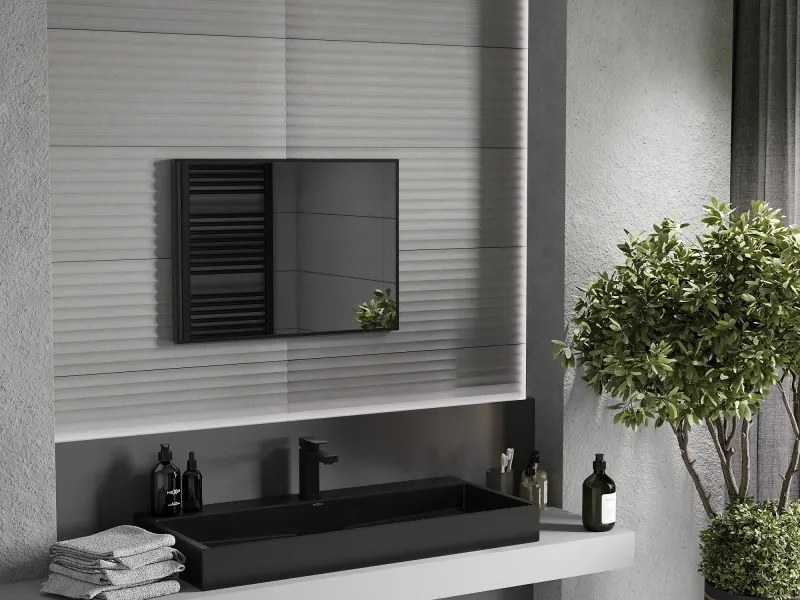 Mexen Loft téglalap alakú fürdőszobai tükör 70 x 50 cm, fekete keret - 9852-070-050-000-70