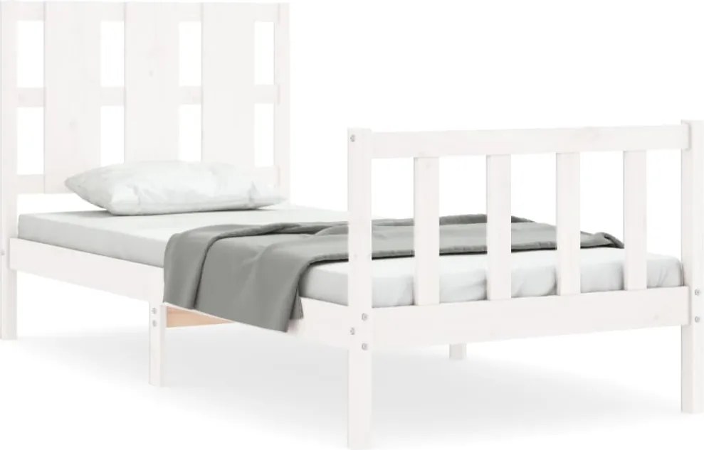 vidaXL fehér tömör fenyőfa ágy matrac nélkül 90 x 200 cm