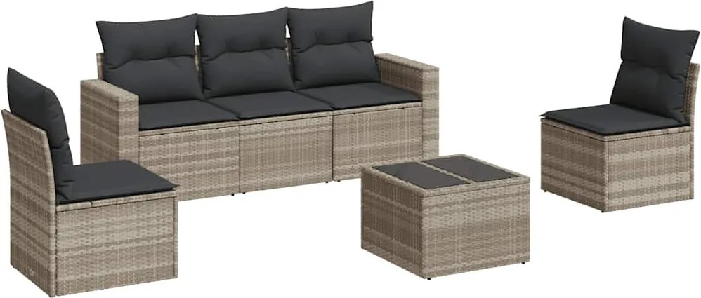 vidaXL 6 részes világosszürke polyrattan kerti ülőgarnitúra párnákkal