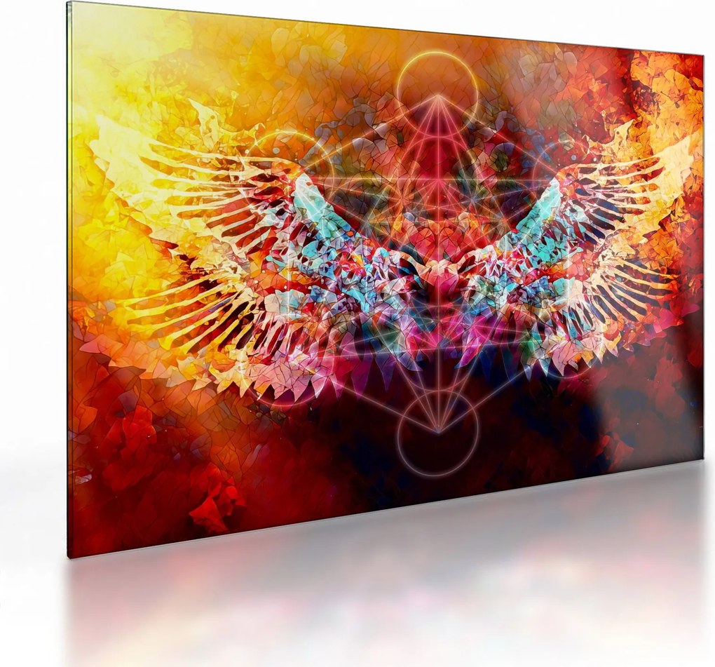 Kép - Merkaba szárnyakkal, absztrakció (üvegen) (70x50 cm)