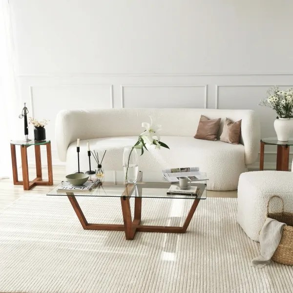 Kávésasztal AMALFI 35x105 cm fenyő/átlátszó