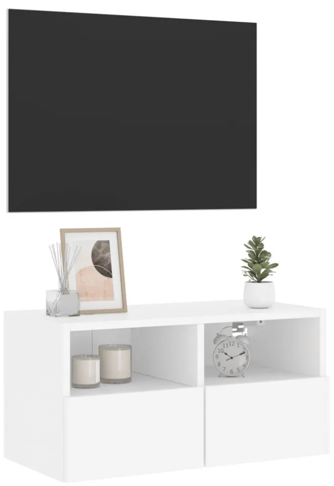 fehér szerelt fa fali TV-szekrény 60 x 30 x 30 cm