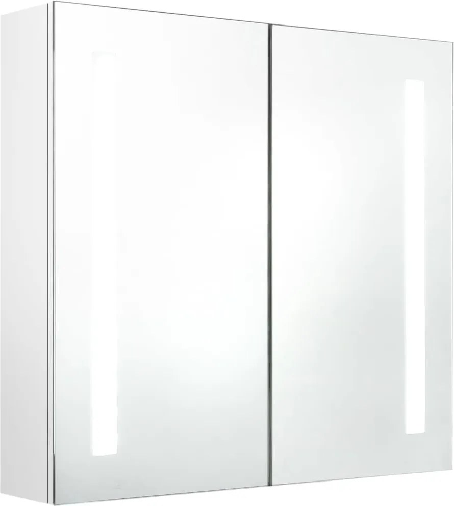 vidaXL fényes fehér LED-es tükrös fürdőszobaszekrény 62 x 14 x 60 cm