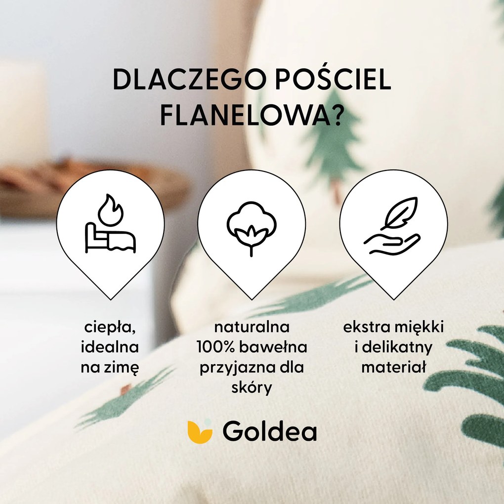 Goldea flanel ágyneműhuzat - fenyőfák natúr alapon 140 x 220 és 70 x 90 cm