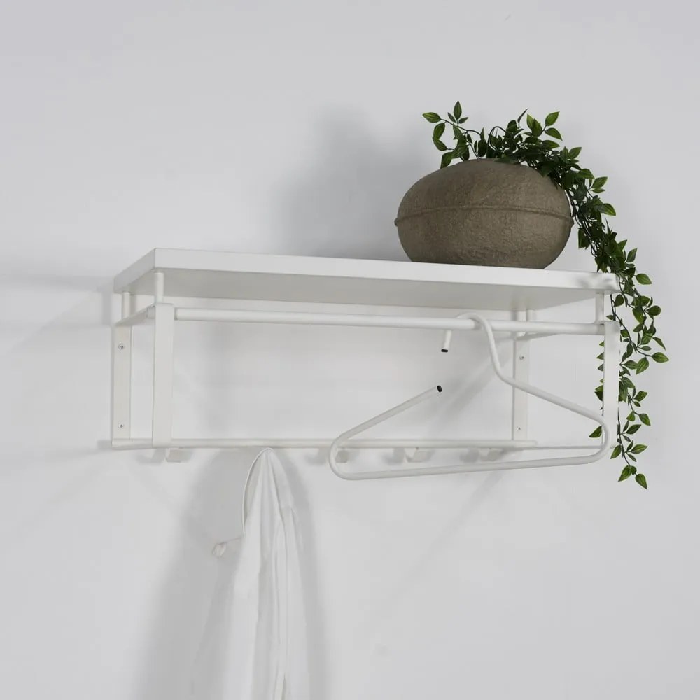Fehér fém fali fogas polccal 70 cm Rex – Spinder Design