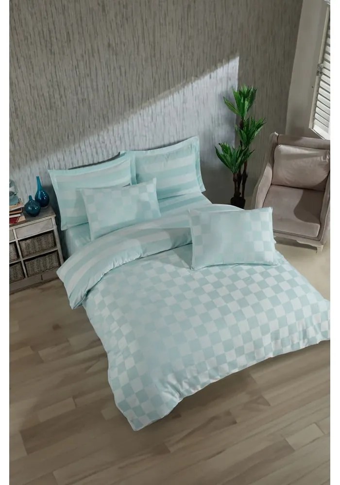 Mentazöld kétszemélyes damaszt ágyneműhuzat 200x200 cm Kareli – Mijolnir