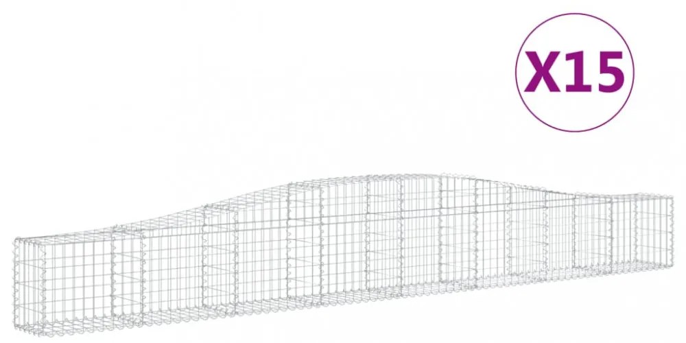 15 db íves horganyzott vas gabion kosár 400x30x40/60 cm