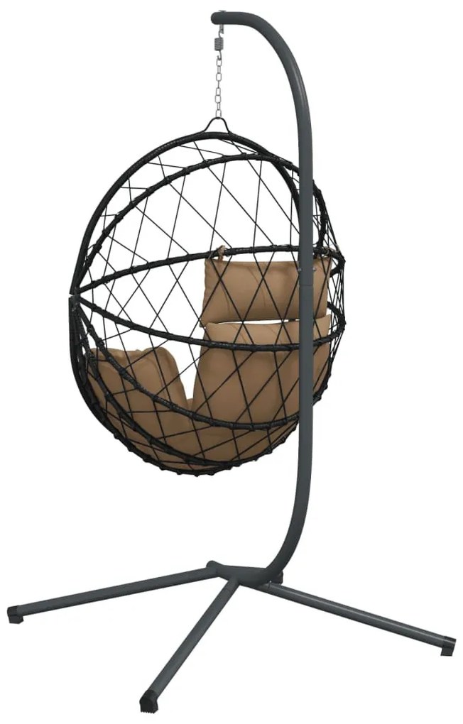 tópszínű rattan és acél függő kagylószék állvánnyal