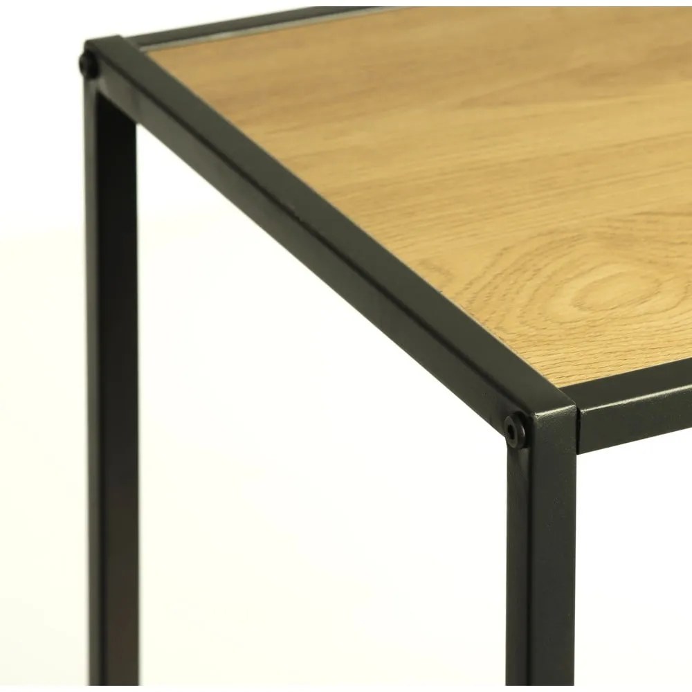 Fekete-natúr színű könyvespolc tölgyfa dekorral 80x180x35 cm Altino – Unique Furniture