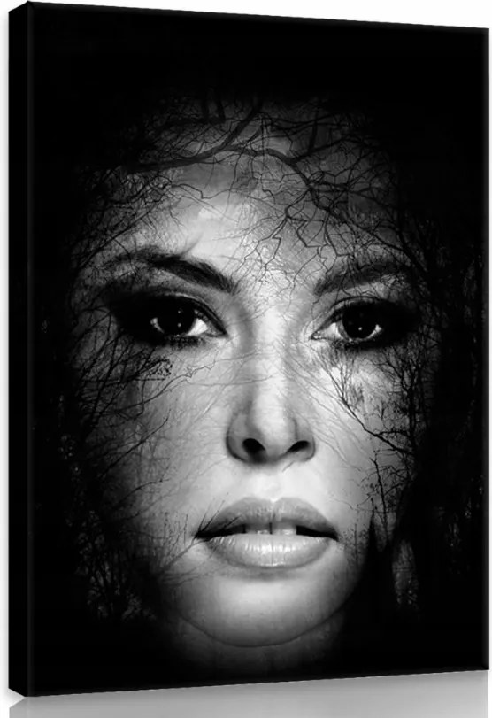 Vászonkép 75x100 Nő és gyökerek melankolikus portré a hálószobába