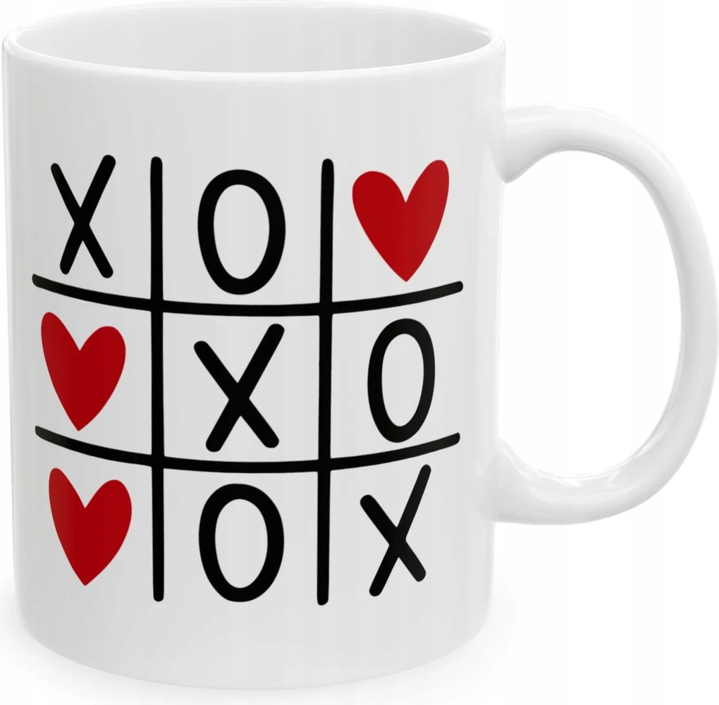 Valentin napi nyomott mintás bögre szerelem játék rajongónak kör és kereszt ajándék