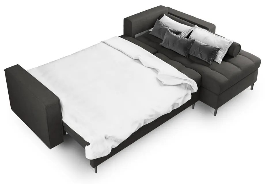 Santo sötétszürke kinyitható sarokkanapé, jobb oldali - Milo Casa