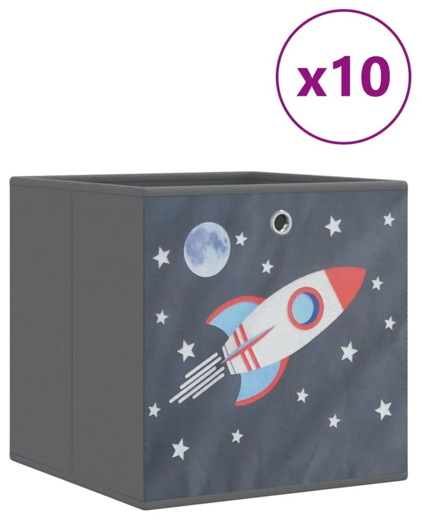 vidaXL 10 db szürke szövet összecsukható tárolódoboz 32x32x32cm