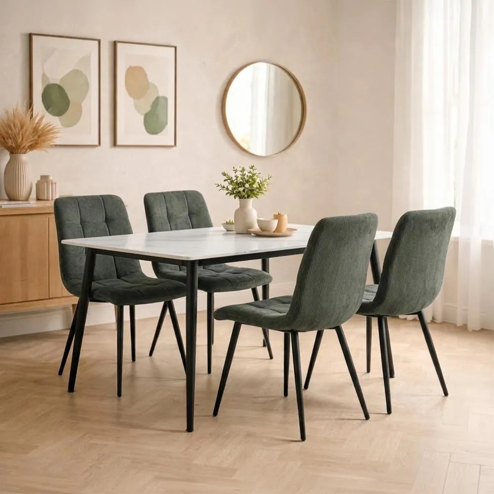 AVENBERG EMERALD Étkezőgarnitúra 4x szék + asztal 140 cm