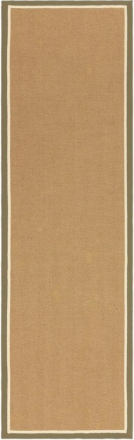 Khaki-natúr színű kétoldalas-kézi szövésű juta futószőnyeg 68x240 cm Bordo Herringbone Khaki – Asiatic Carpets