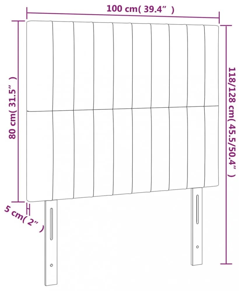 fekete szövet LED-es fejtámla 100x5x118/128 cm