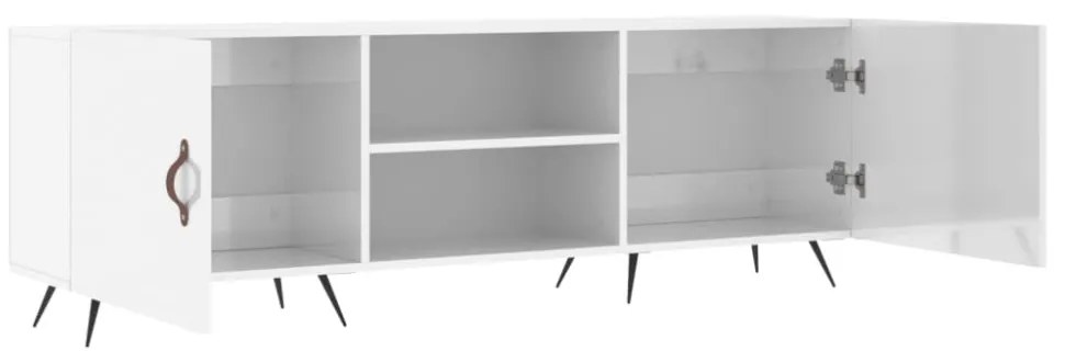 fehér magasfényű szerelt fa TV-szekrény 150x30x50 cm