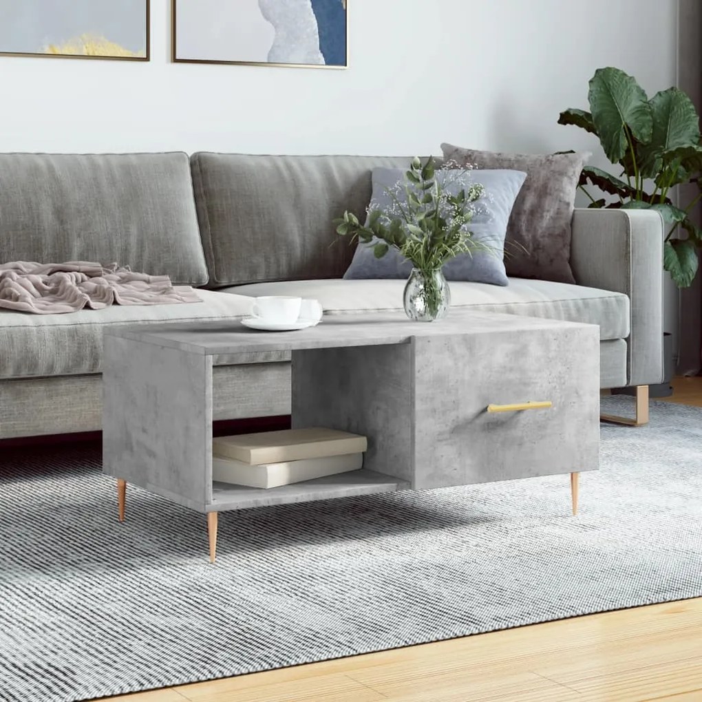 Betonszürke szerelt fa dohányzóasztal 90 x 50 x 40 cm